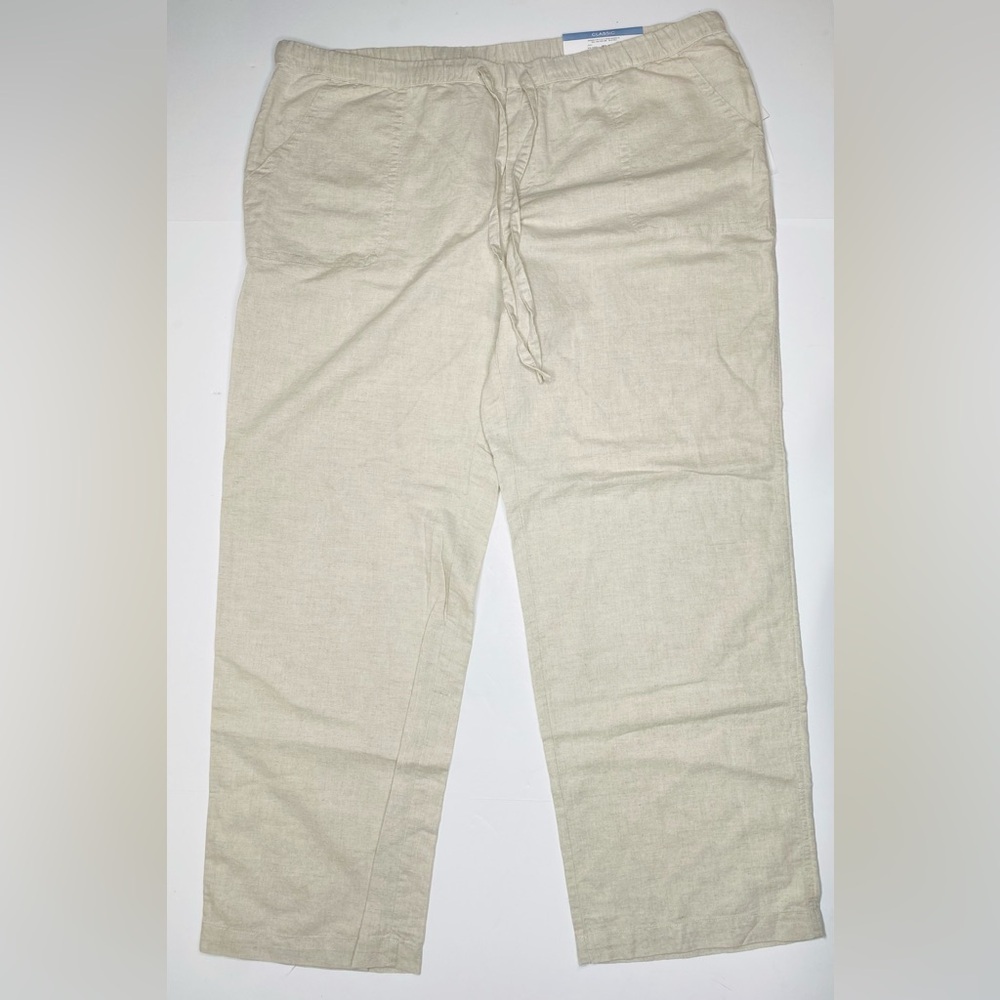 NWT Linen Cotton Liz Claiborne Pull on Khaki Color Pants Sz XL
